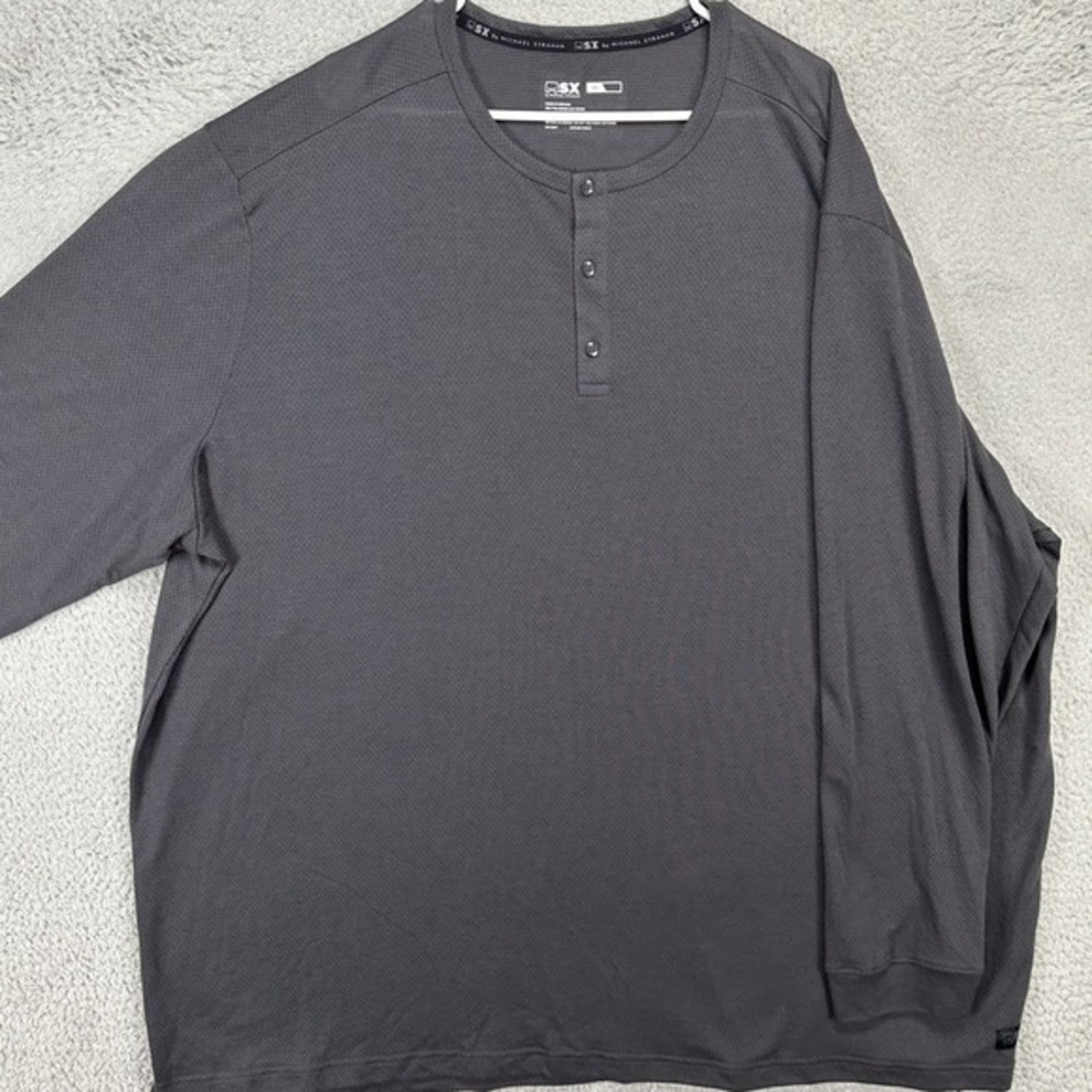 MSX By Michael Strahan Adult Men Henley Sweatshirt 4XL Gray Pullover Long Sleeve